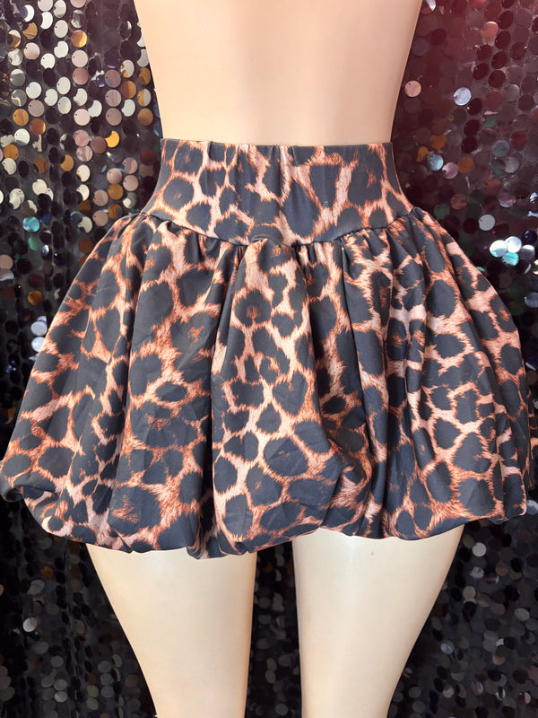 Leopard Puffer Skirt