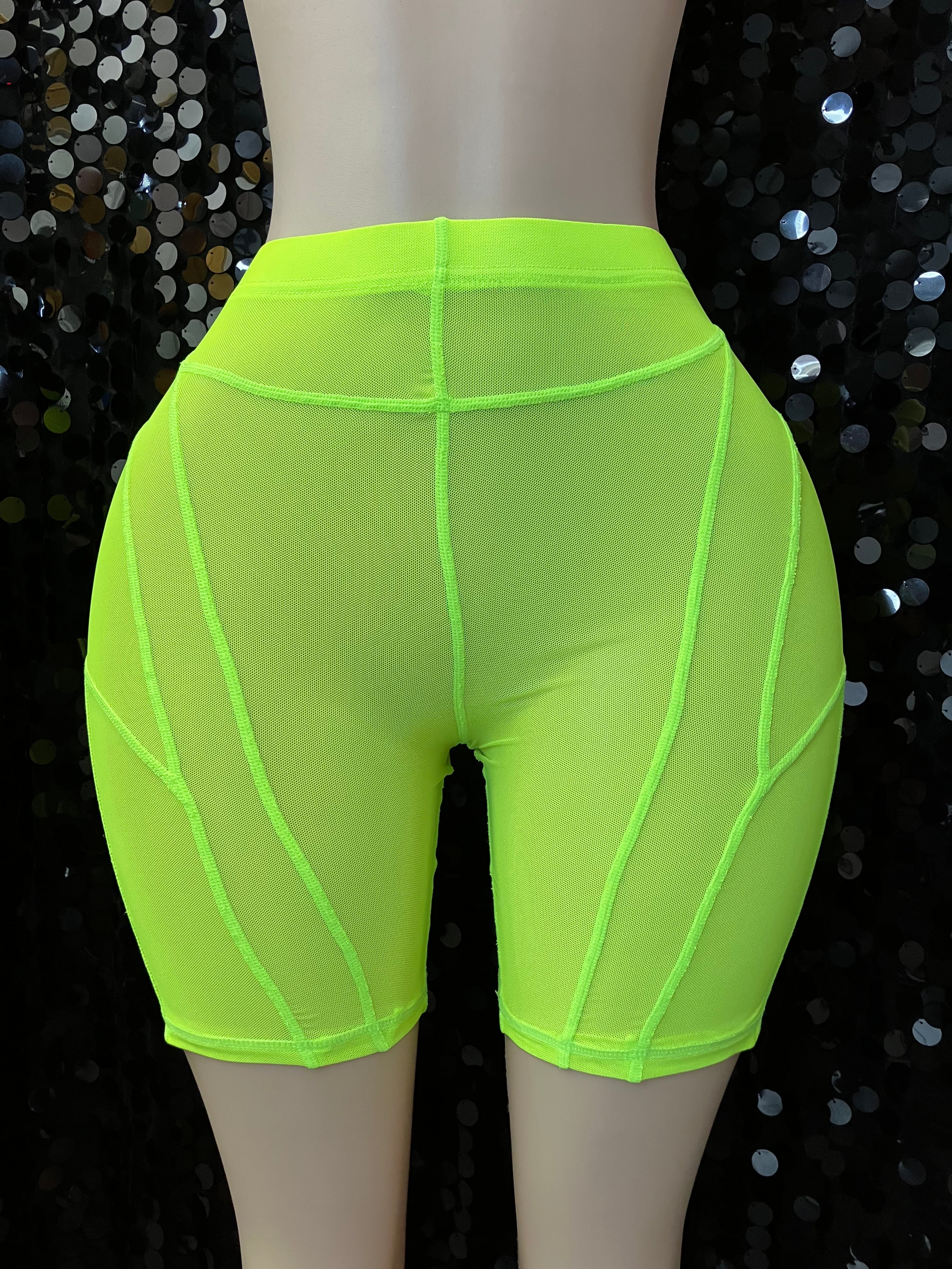 Neon Sheer Biker Shorts