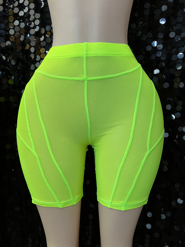 Neon Sheer Biker Shorts