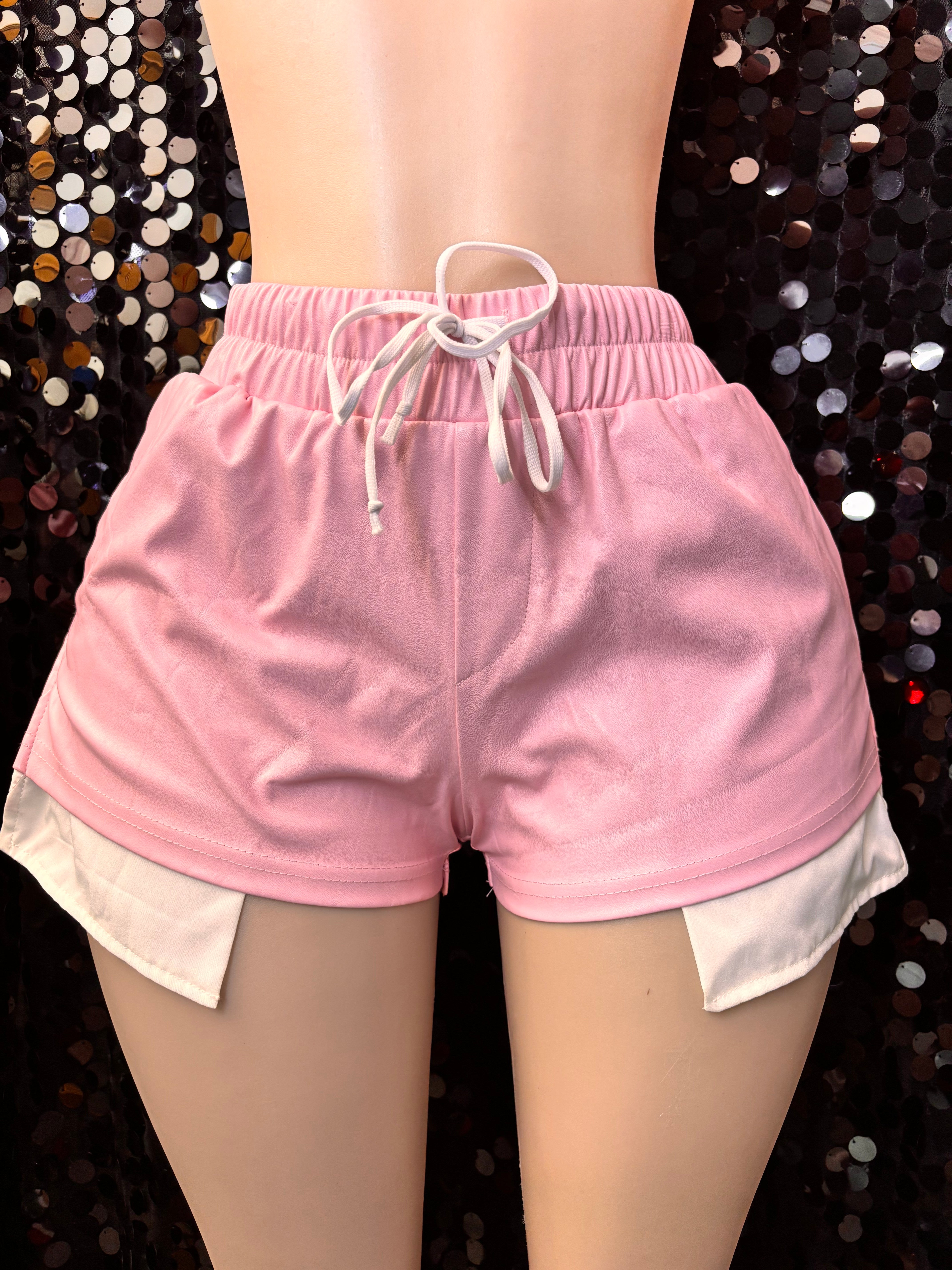 Pink Leather Shorts