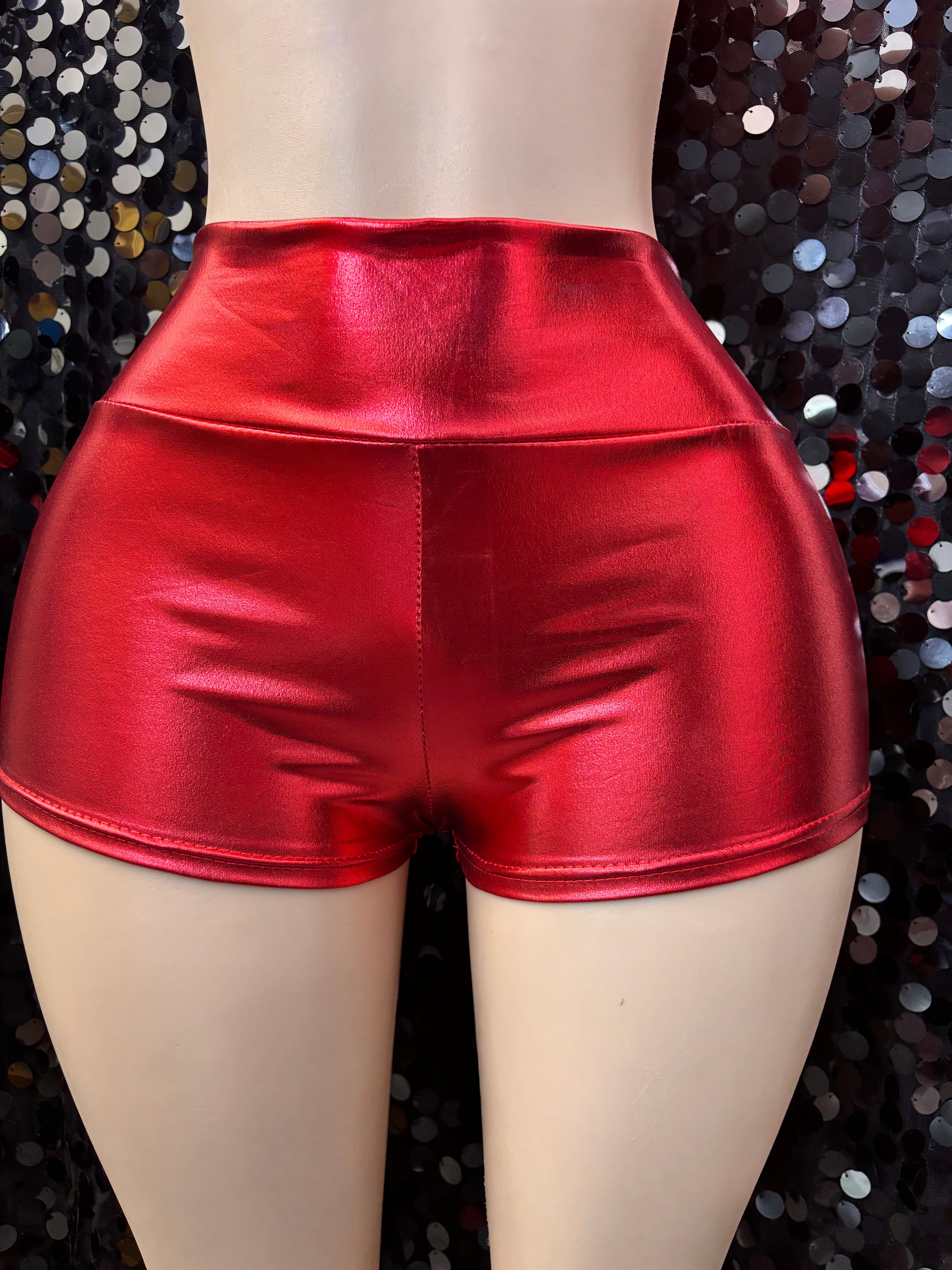 Red Metallic Shorts