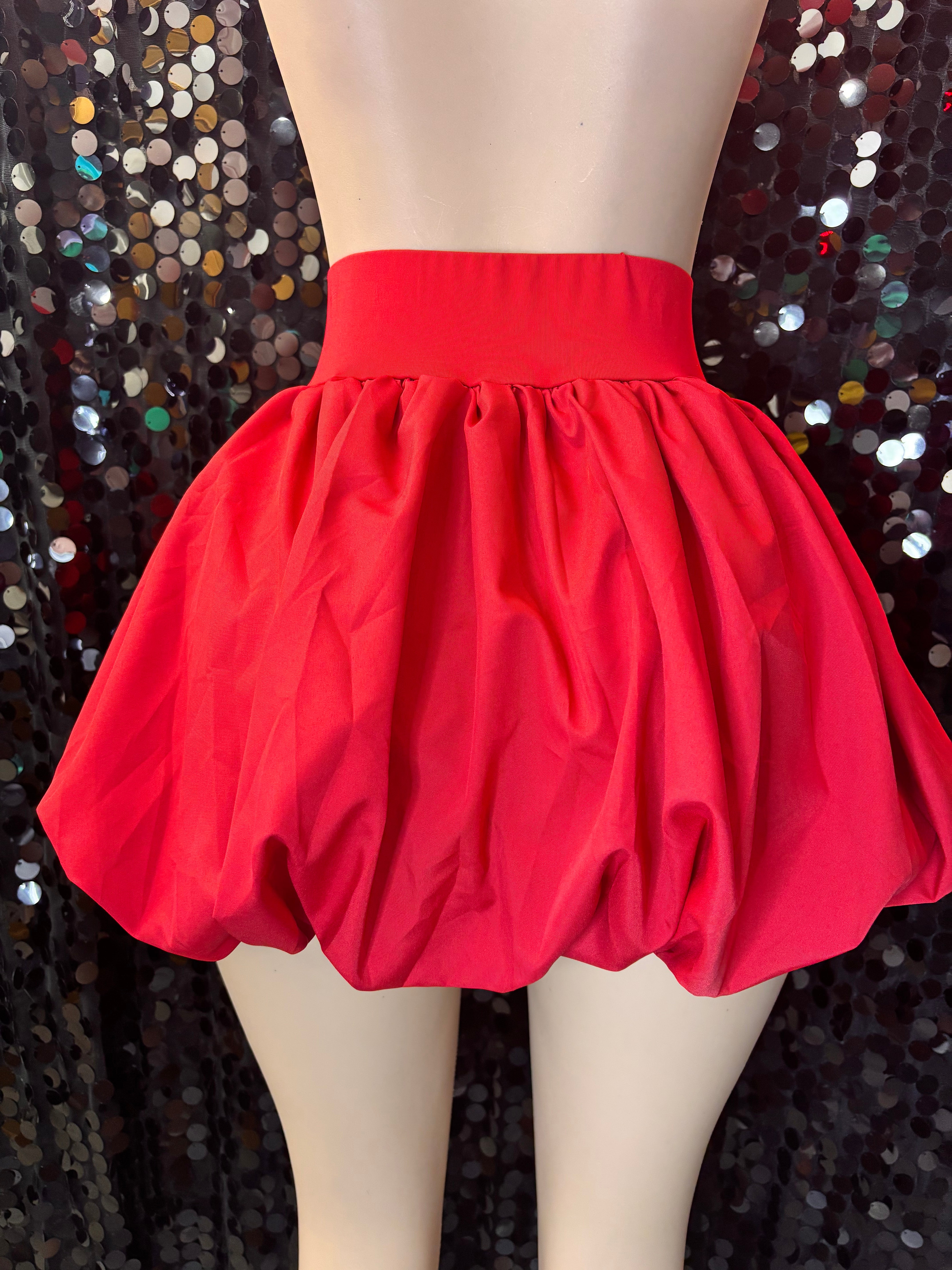 Red Puffer Skirt