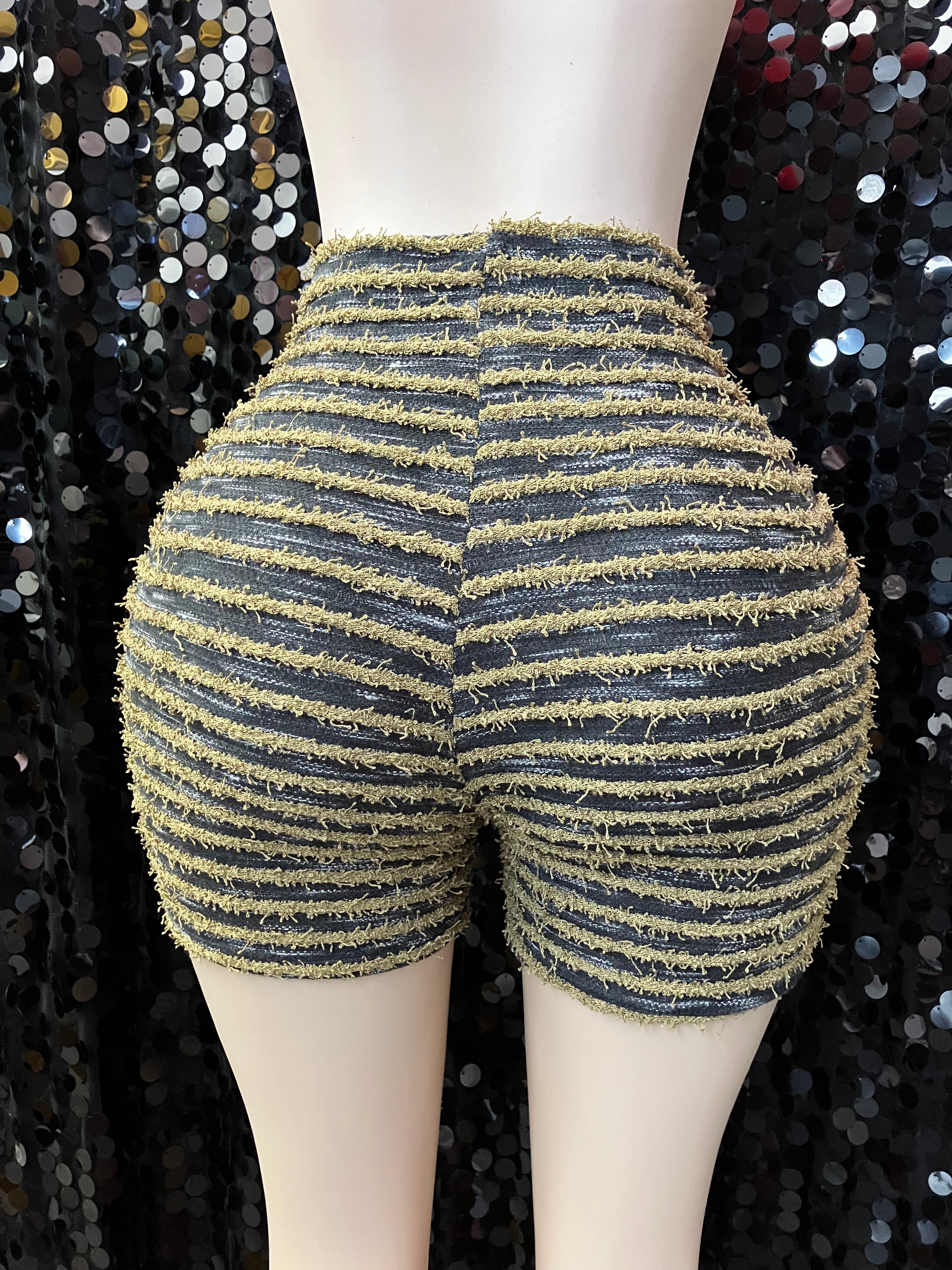 Striped High Waisted Bermuda Shorts