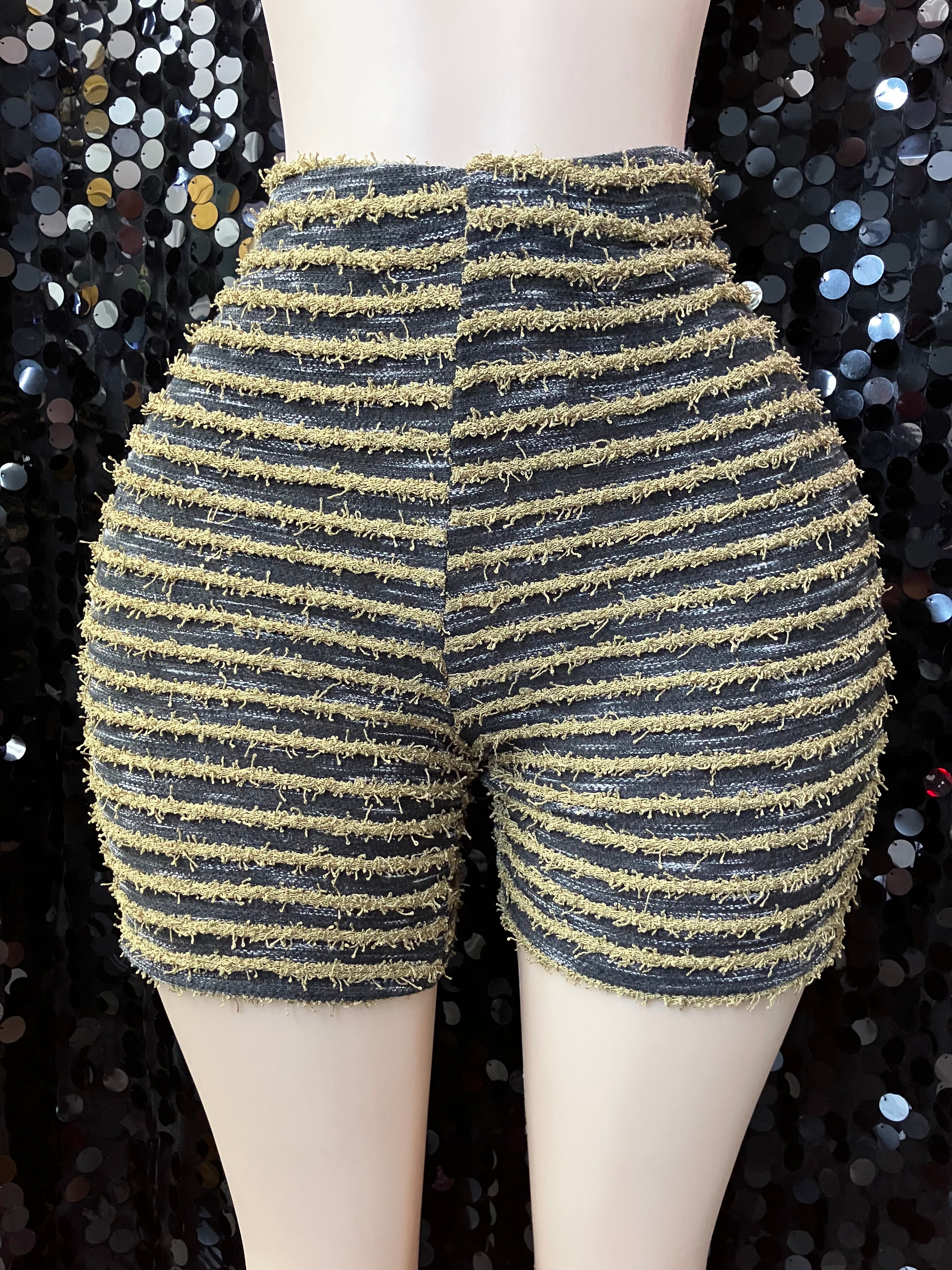 Striped High Waisted Bermuda Shorts