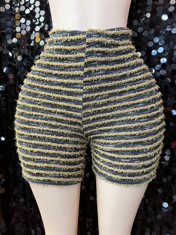 Striped High Waisted Bermuda Shorts