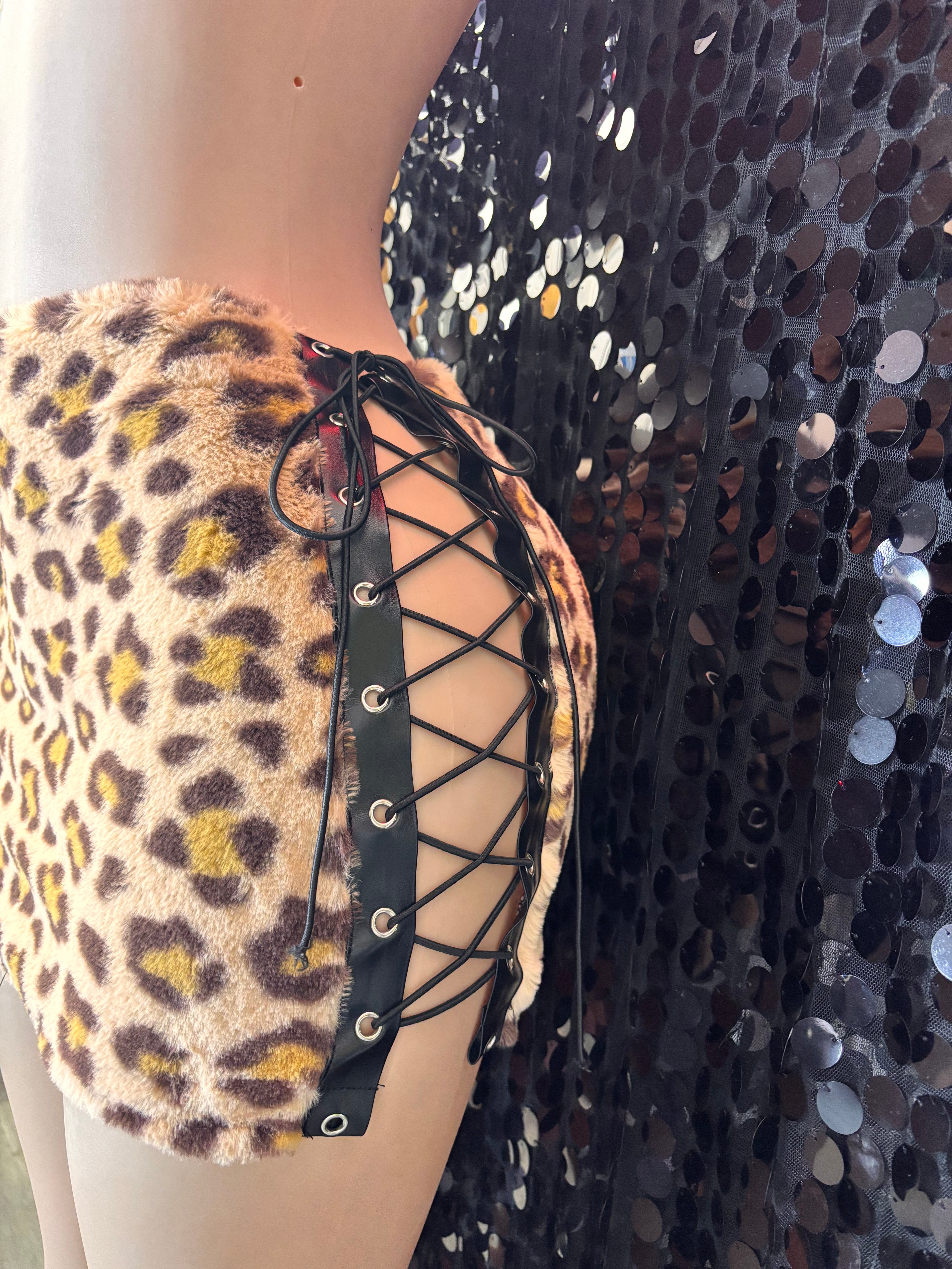 Mini Furry Leopard Skirt