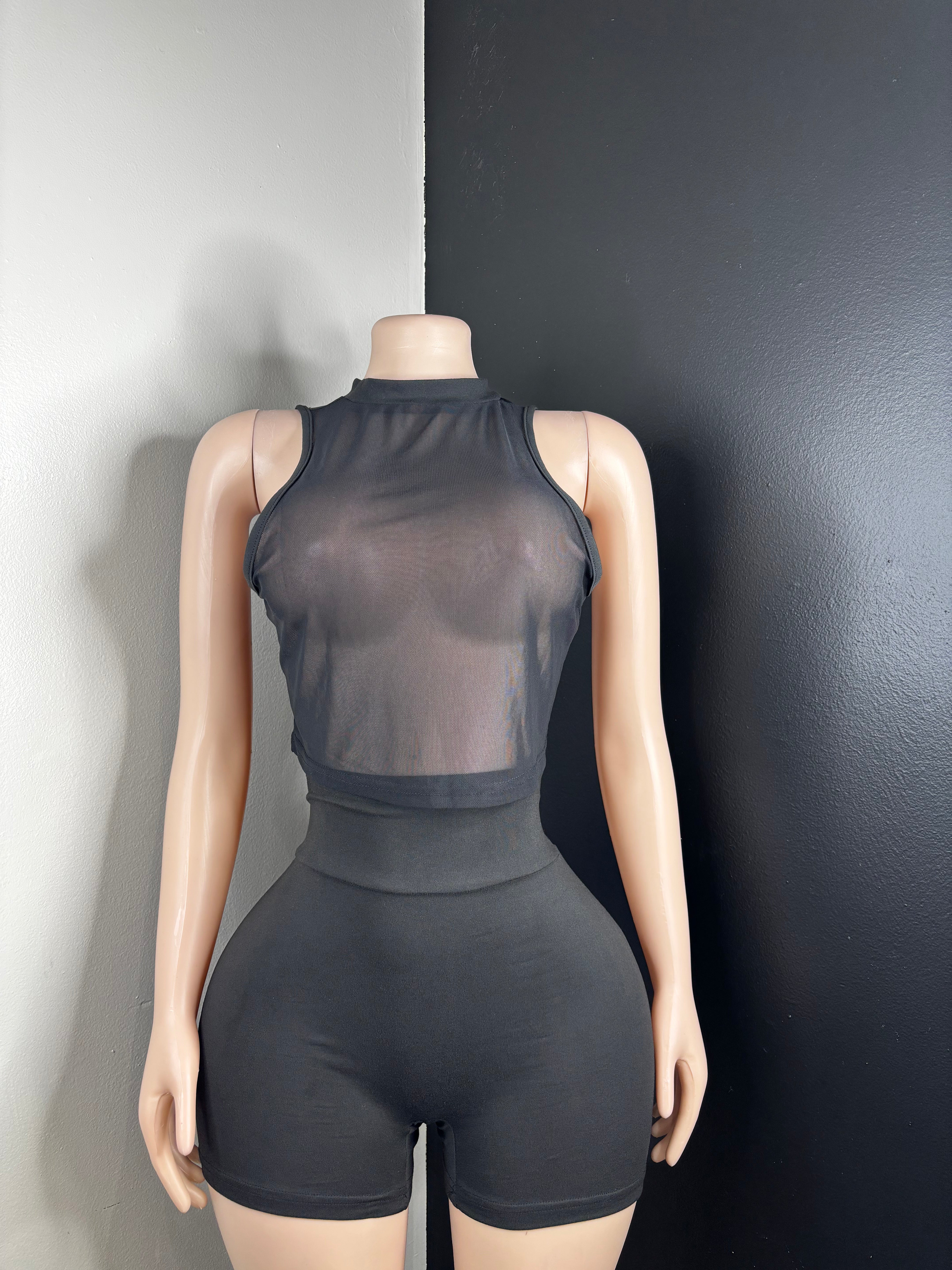 Black Sleeveless Mesh